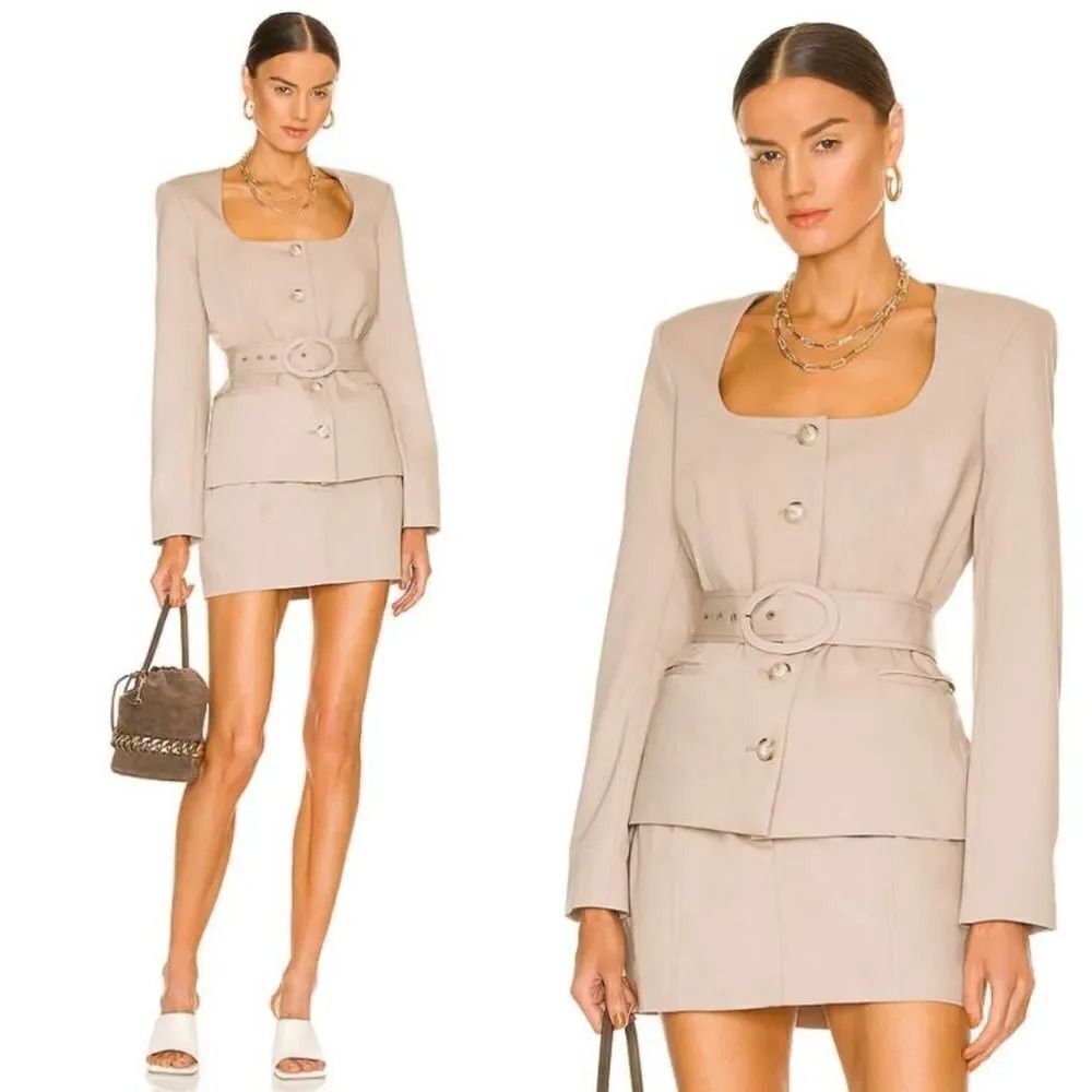 L'academie Fifi Jacket And Ebbi Skirt In Beige Xl Nwt